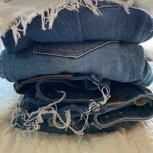 Three pairs of madewell/jcrew skinny/flared jeans